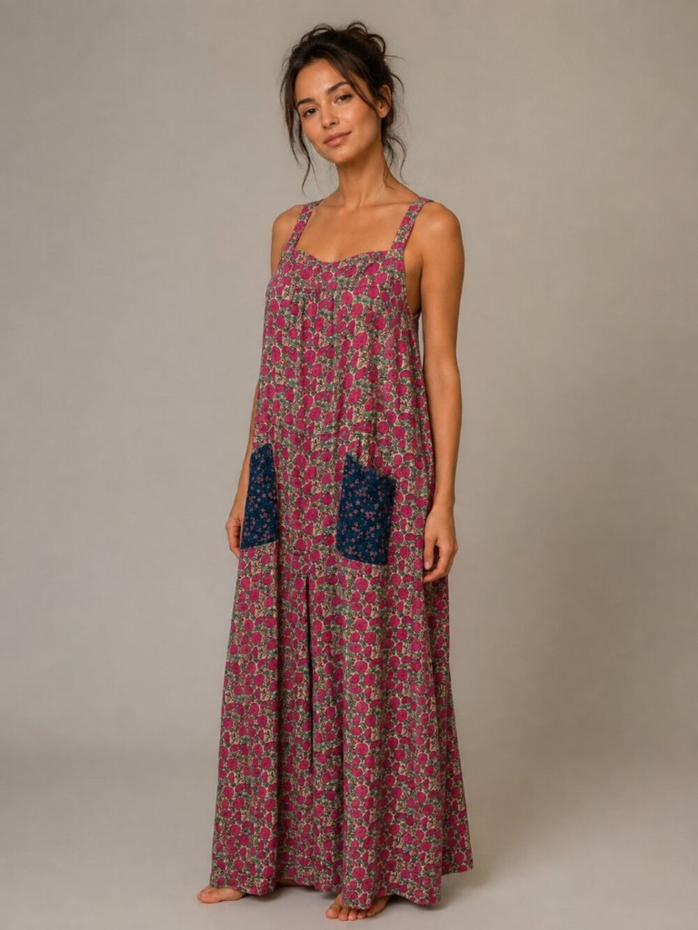 Natural Life Dakota Tie Overall Wide Leg Jumpsuit XL Floral Boho Cottagecore